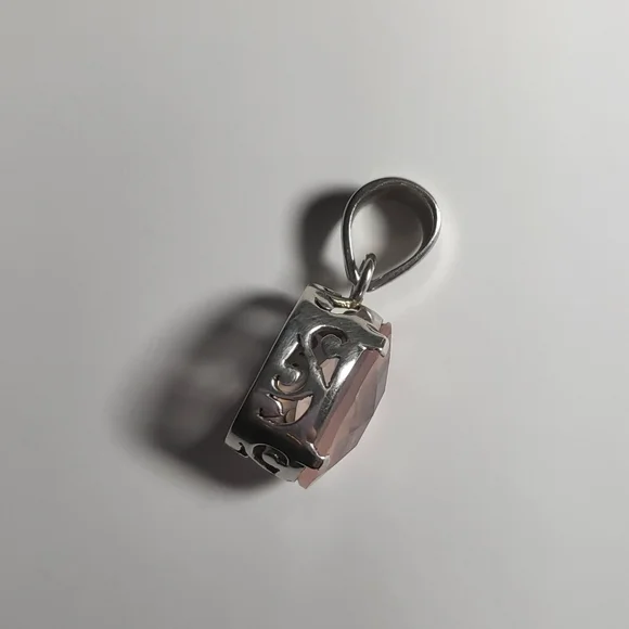 Sterling Platform Rose Quartz Pendant - .925 Sterling Silver - Picture 9 of 16